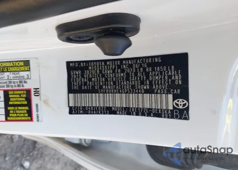 2016 Toyota Corolla S Plus z USA, uszkodzony, nr VIN 5YFBURHE4GP533440